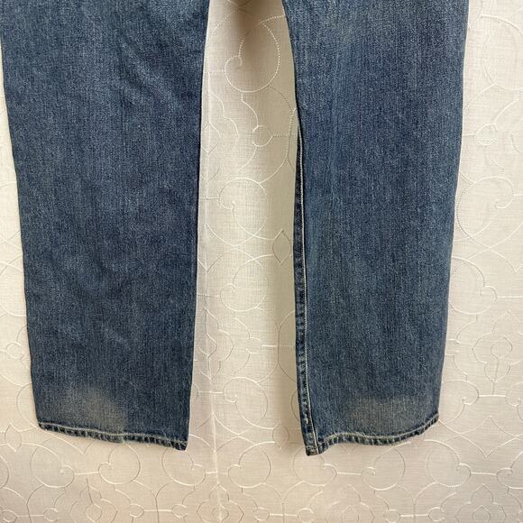 VTG 90s Levis 501 Button Fly Jeans Mens 38x32 Blue Baggy Wide Leg Irregular 4093 - Picture 4 of 11